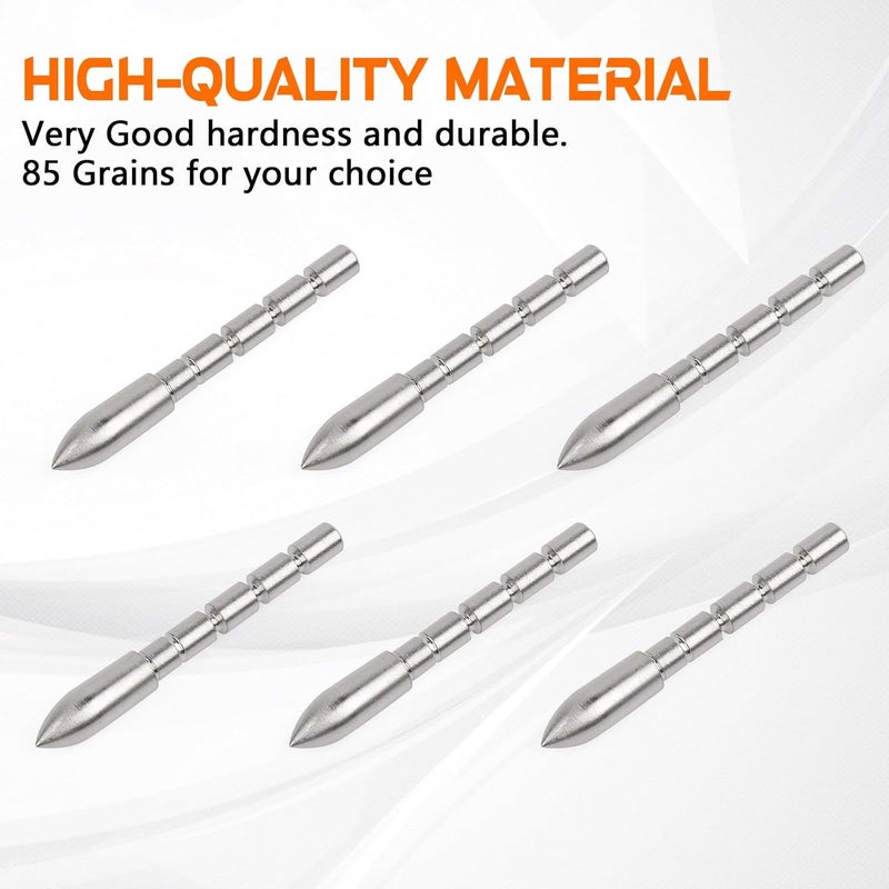 Yls Archery Field Points 85/100/120 Grain Insert Points Archery Bullet Points Target Practice Tips for ID 4.2mm Shaft(Pack of 12) - Image 4